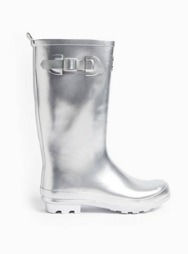 Silver Metallic Long Wellies 8