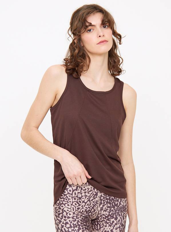 Active Brown Dropped Hem Vest Top M