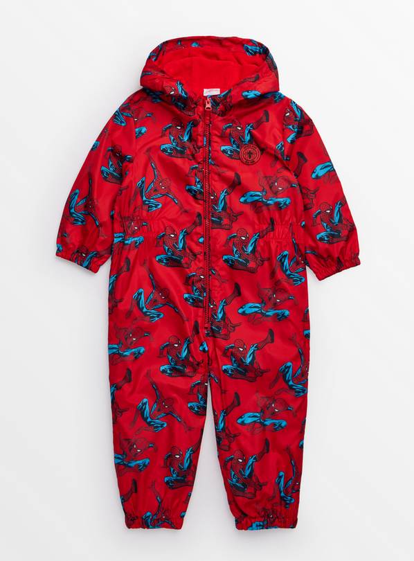 Spider-Man Print Red Fleece Lined Puddlesuit 1-2 years