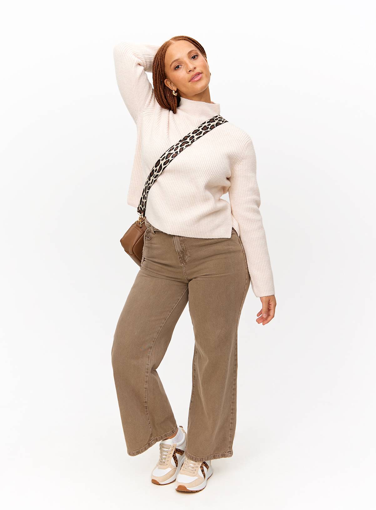 Cream High Neck Boxy Knitted Jumper  8 - Image 2