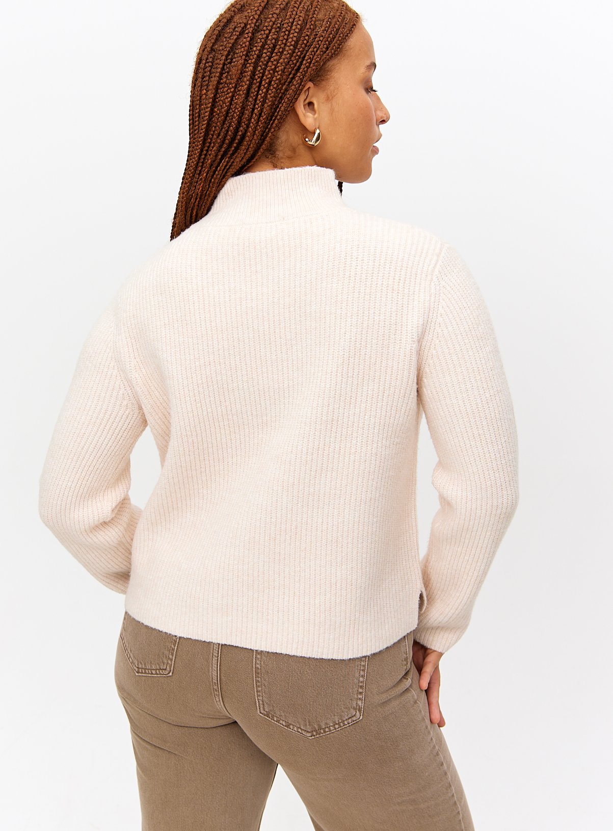 Cream High Neck Boxy Knitted Jumper  8 - Image 4 thumbnail