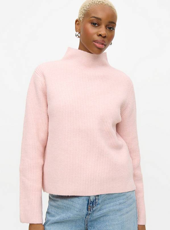 Pink High Neck Boxy Knitted Jumper 14