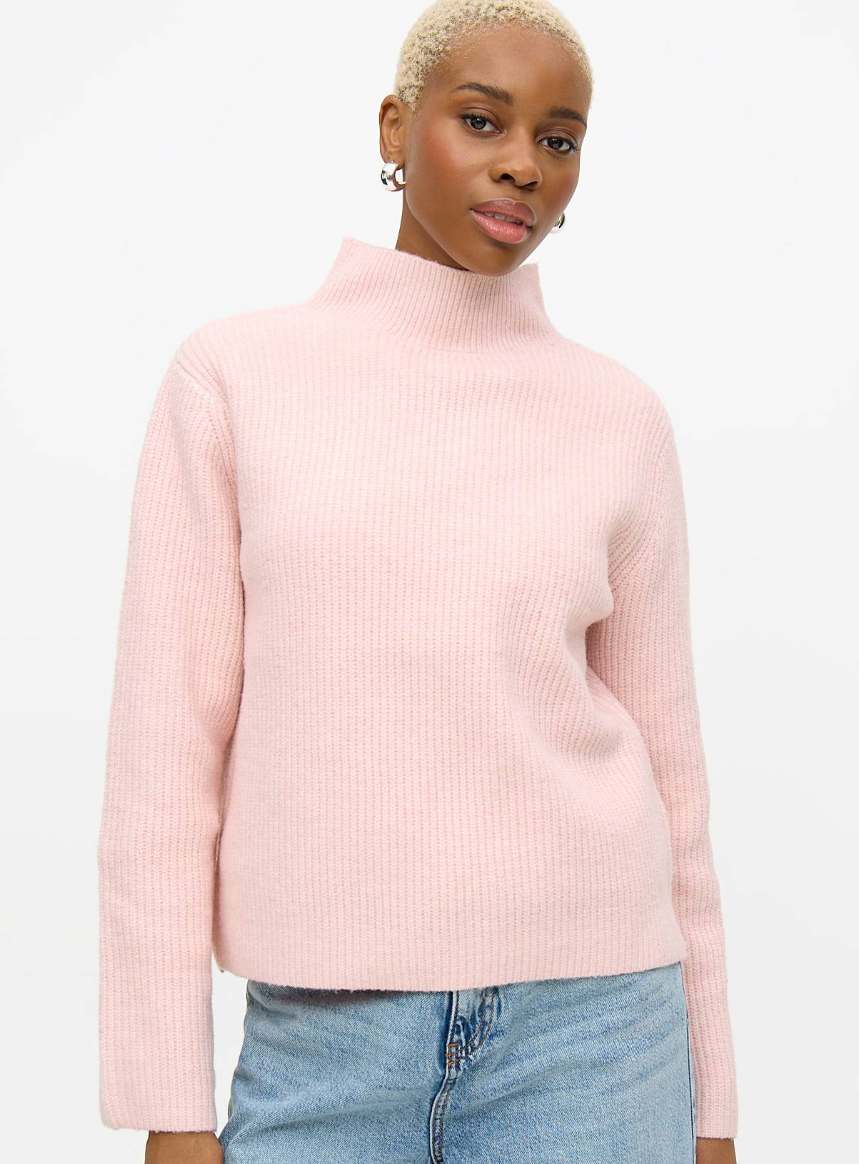 Pink High Neck Boxy Knitted Jumper 12 - Image 1