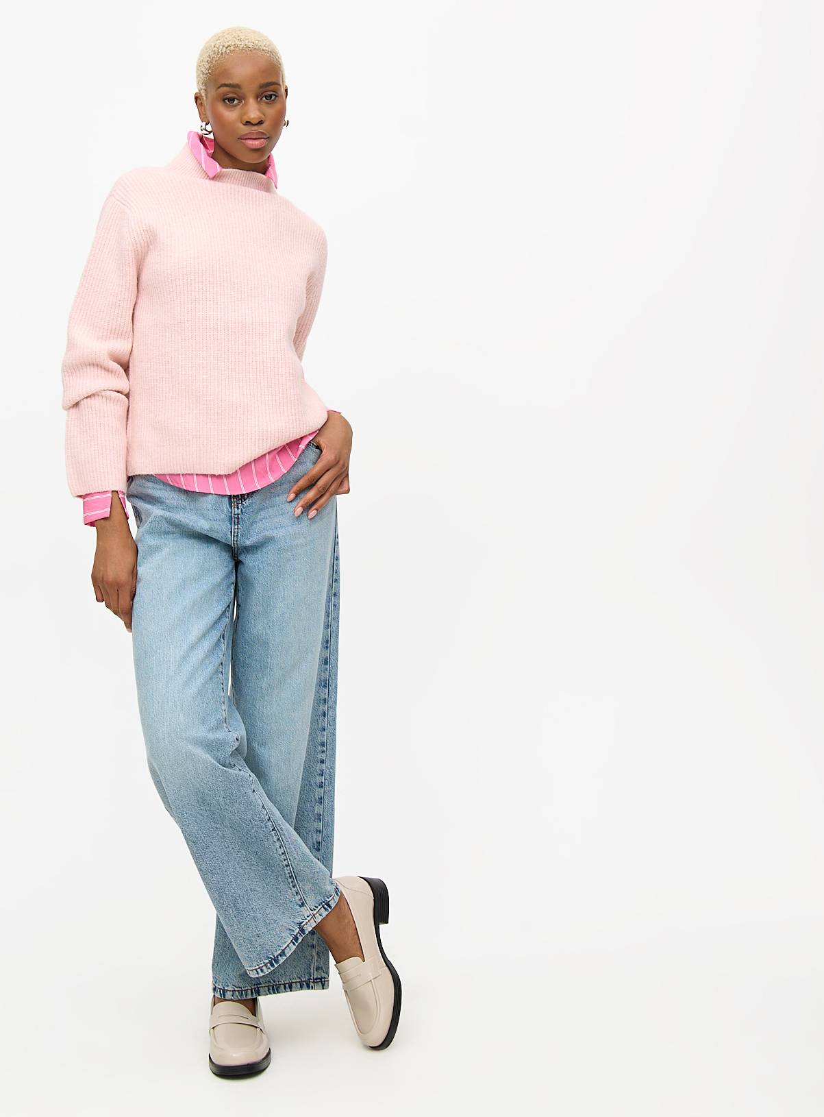 Pink High Neck Boxy Knitted Jumper 12 - Image 2