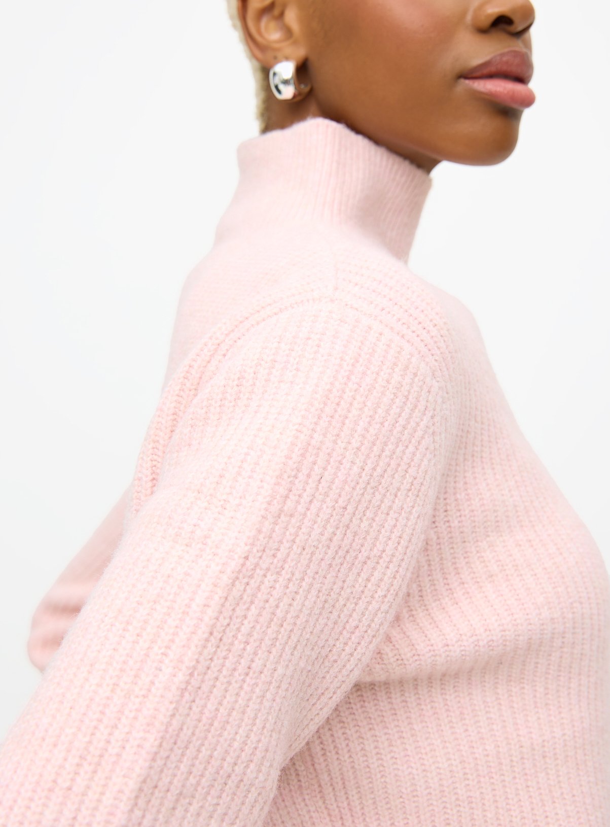 Pink High Neck Boxy Knitted Jumper 12 - Image 3 thumbnail
