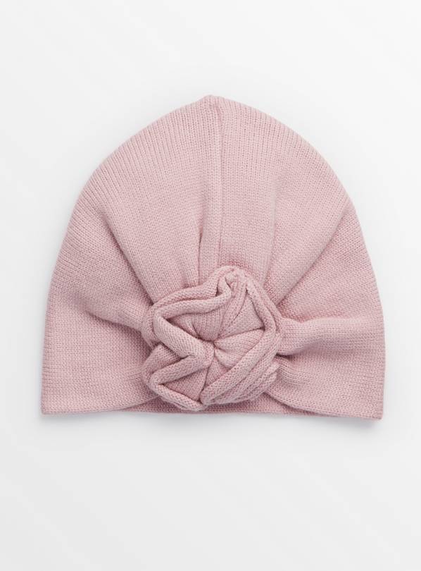 Pink Knot-Detail Knitted Hat Newborn