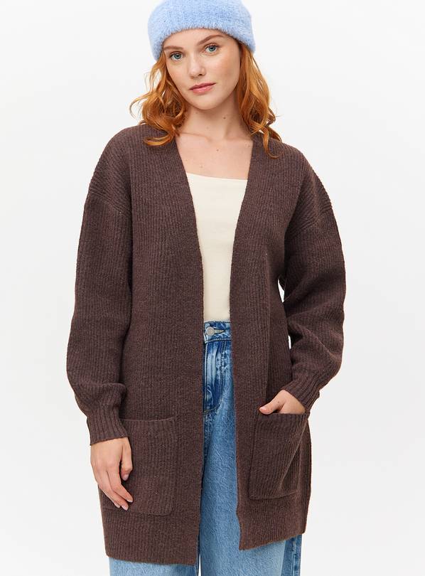 Brown Longline Slouch Cardigan M