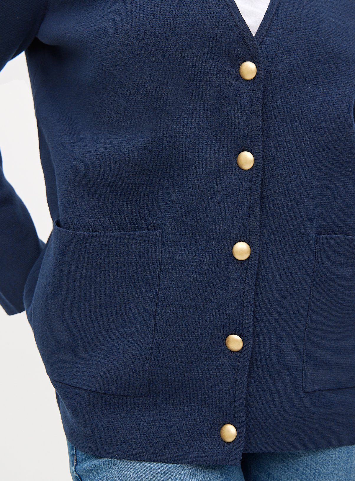 Navy V-Neck Longline Cardigan 20 - Image 2 thumbnail