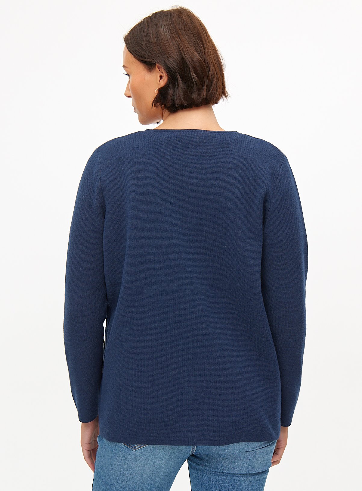 Navy V-Neck Longline Cardigan 20 - Image 4 thumbnail