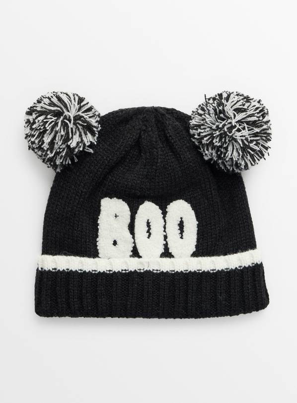 Halloween Boo Slogan Pom Pom Hat Newborn