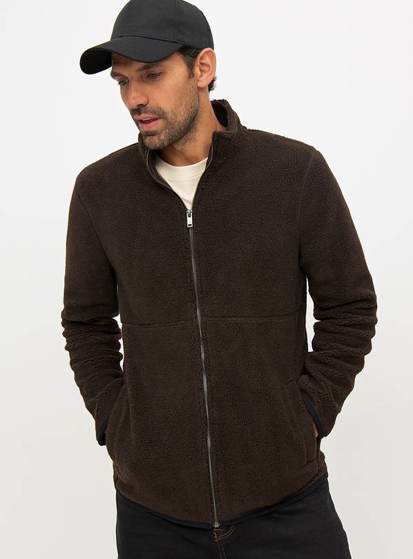 Brown ZIp-Through Teddy Fleece L