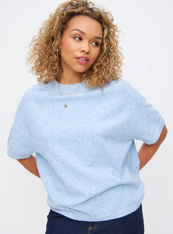 Blue Soft Yarn Wool Blend Raglan Jumper 16