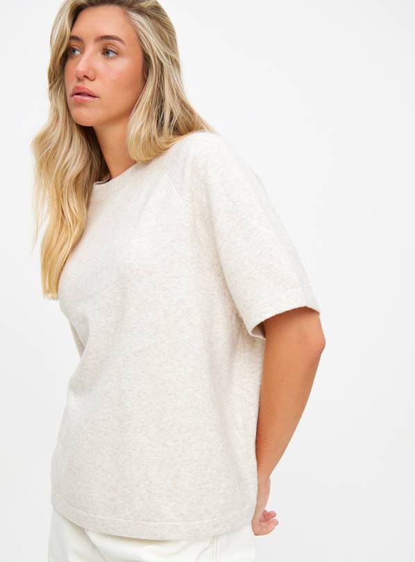 Oatmeal Soft Yarn Short Sleeve Jumper  22