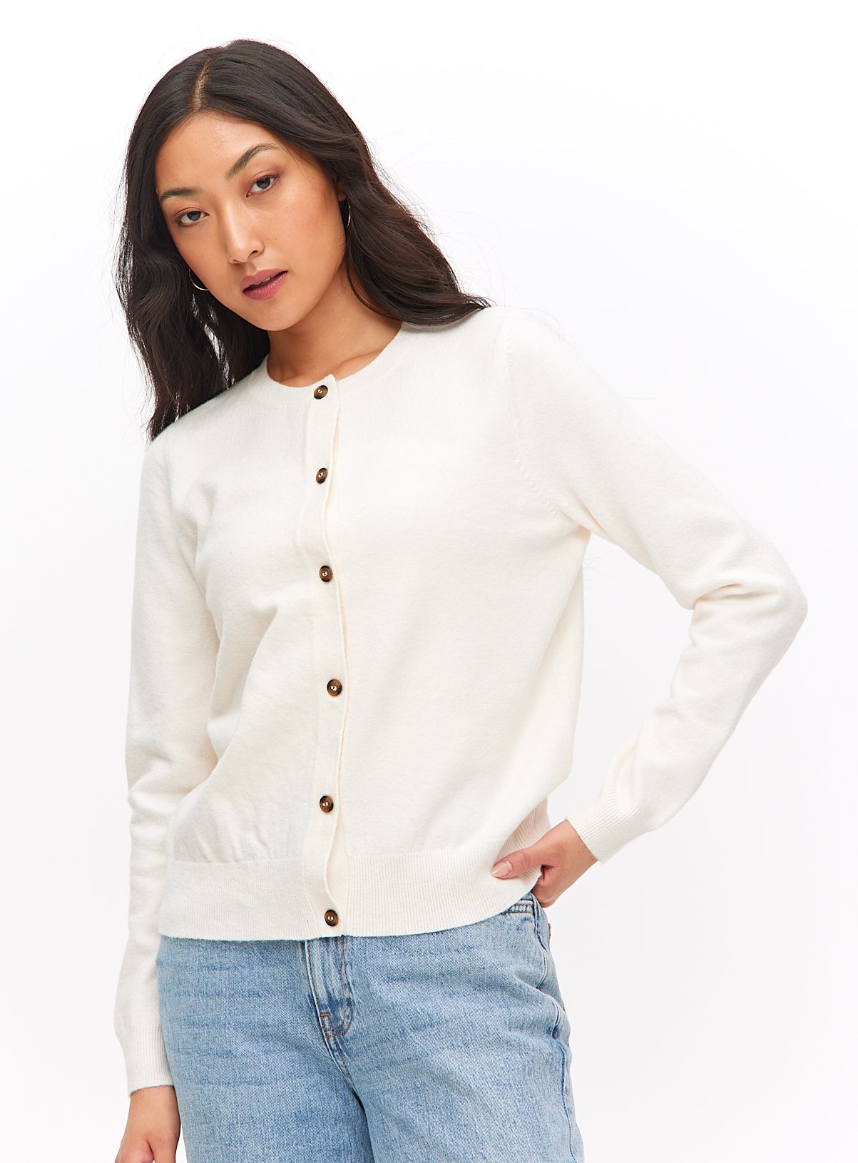 Cream Crew Neck Cardigan 8