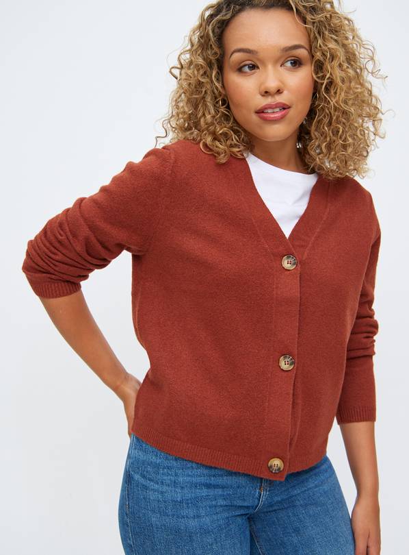 Brown Soft Yarn Button-Through Cardigan 22