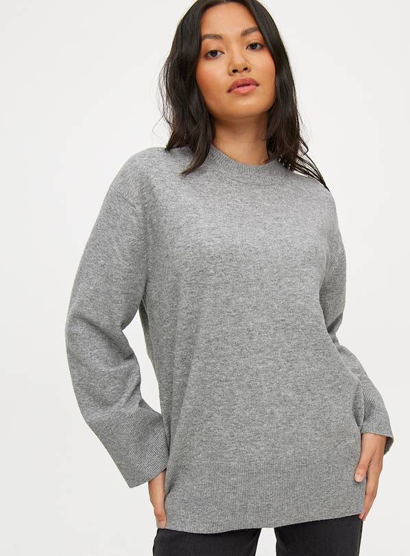 Grey Cosy Yarn Relaxed Crew Neck Jumper 10