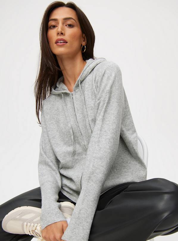 Grey Soft Yarn Zip-Through Hoodie 24