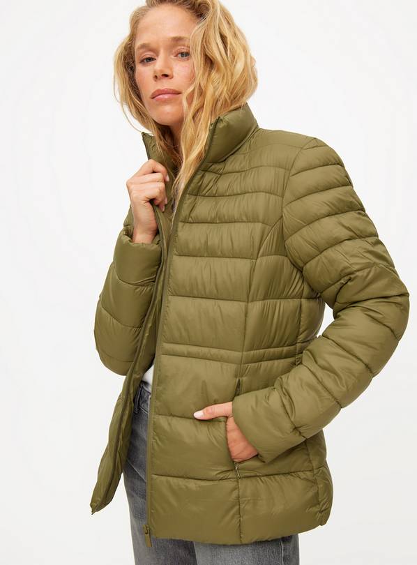 Khaki Lightweight Padded Pack-Away Jacket L