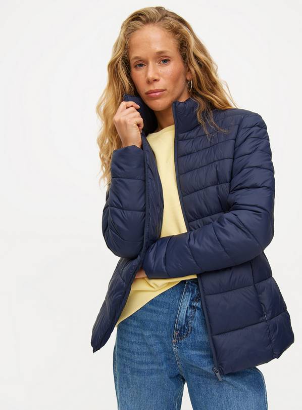 Navy Lightweight Padded Pack-Away Jacket M