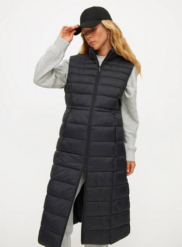 Black Lightweight Padded Longline Gilet L