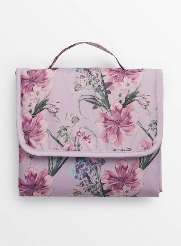 Purple Floral Print Travel Changing Mat One Size