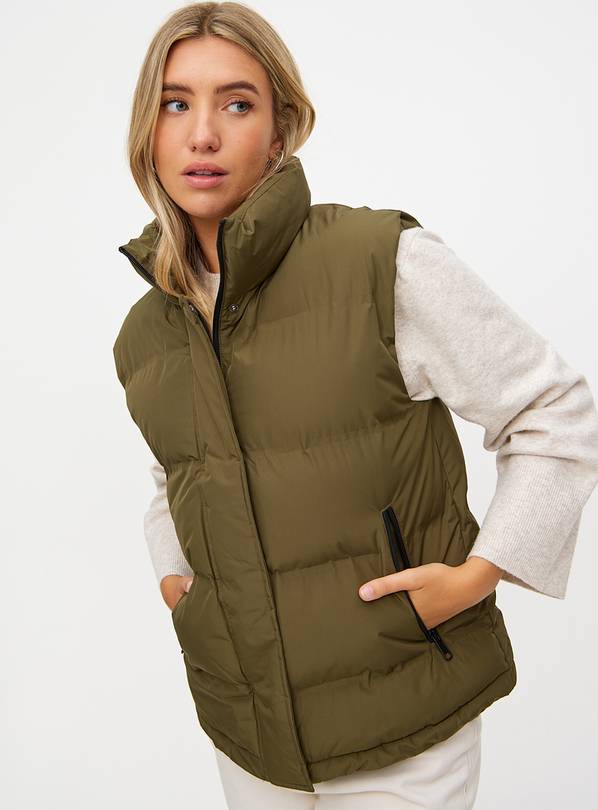 Khaki Padded Short Length Gilet L