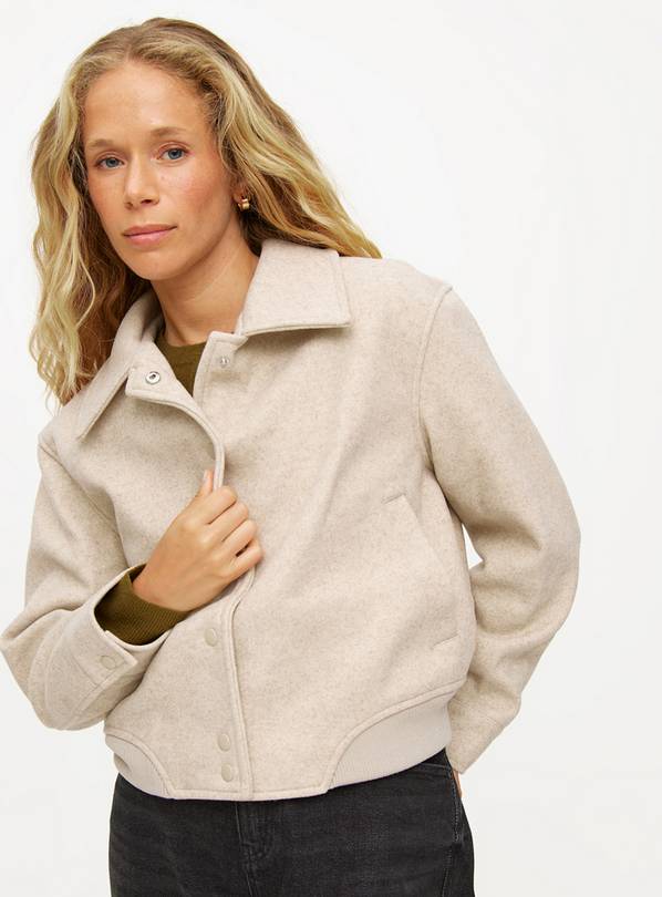 Buy Oatmeal WoolLook Collared Bomber Jacket 12 Jackets Argos