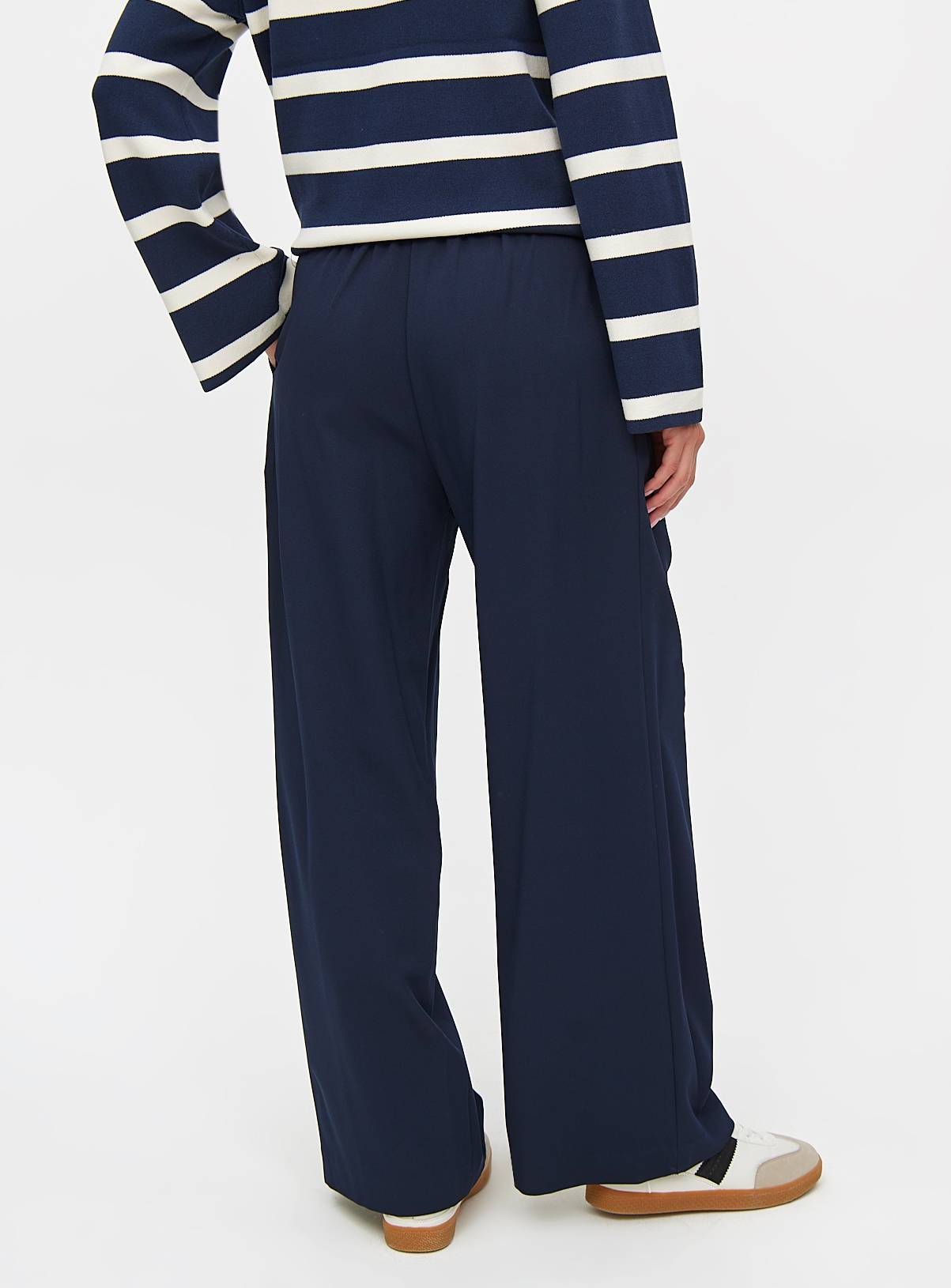 Navy Pleat Front Wide Leg Trousers  18L - Image 4