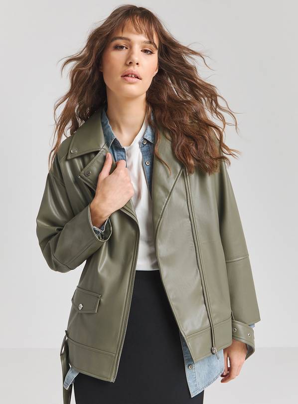 Tu green biker on sale jacket