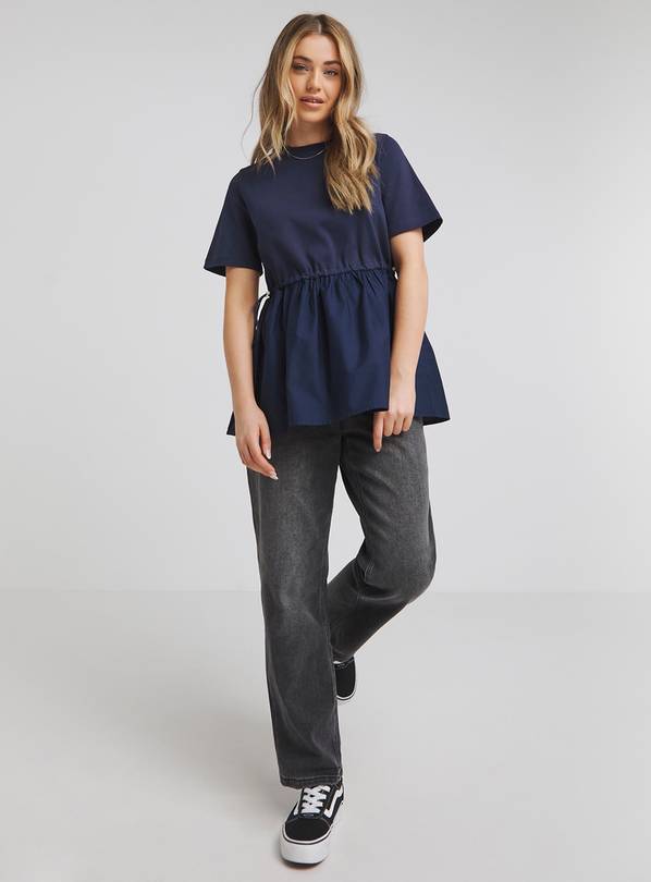 SIMPLY BE Jersey Poplin Mix Drawstring Waist Smock Top 28