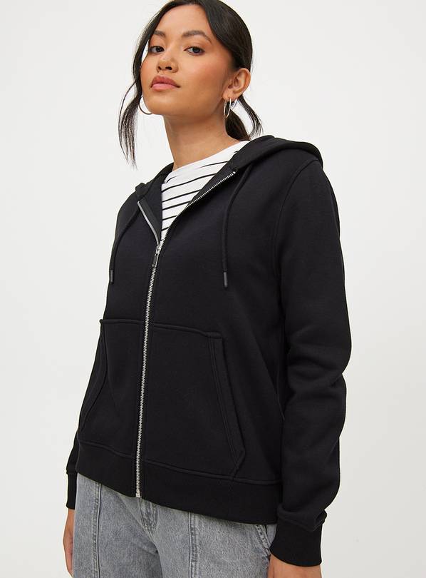 Black Zip-Through Coord Hoodie L