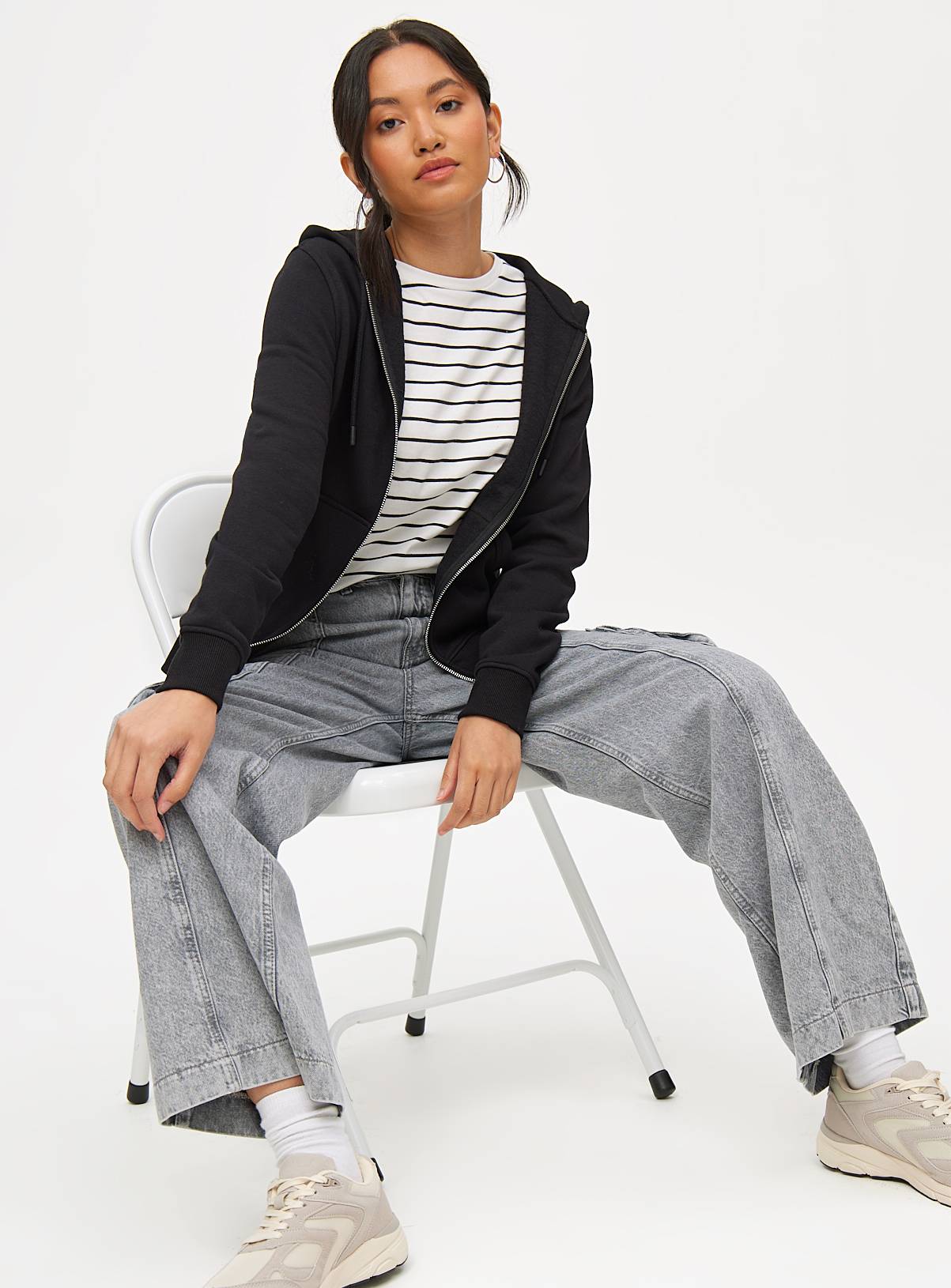 Black Zip-Through Coord Hoodie XL - Image 2