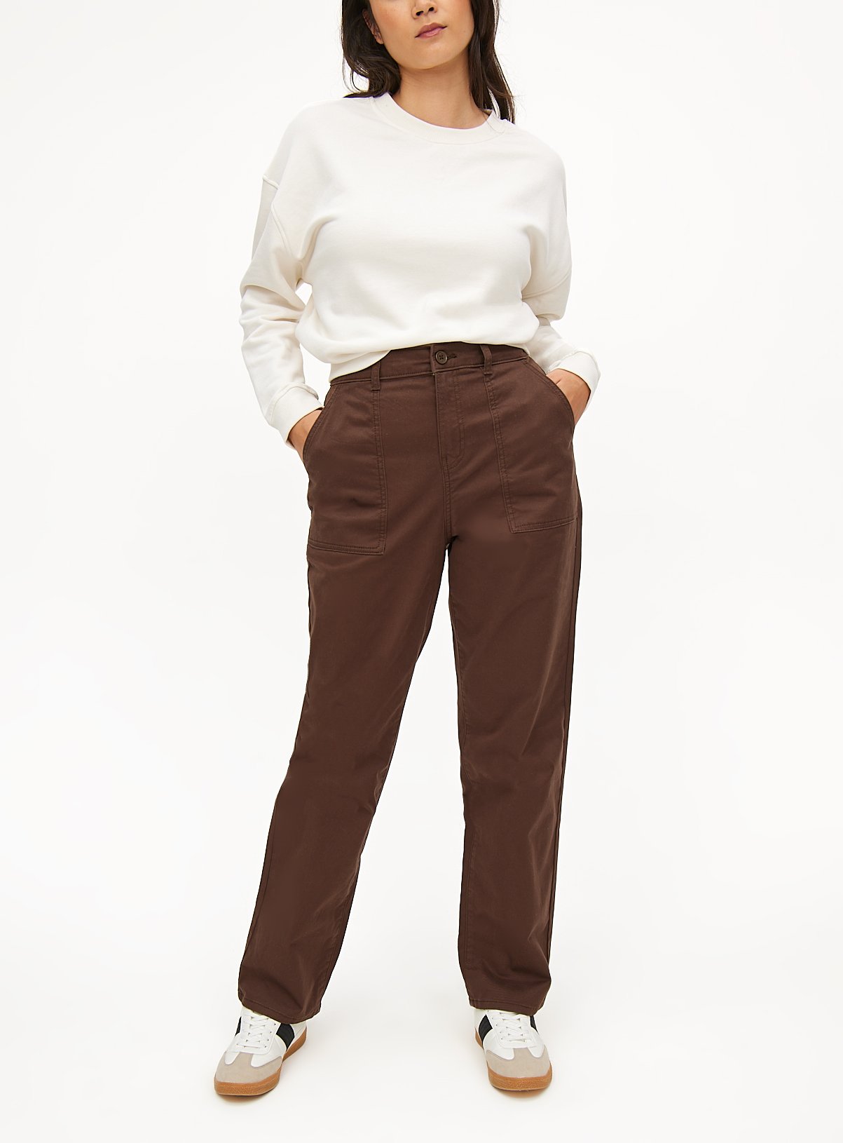 Tu Brown Straight Leg Utility Trousers 10 female