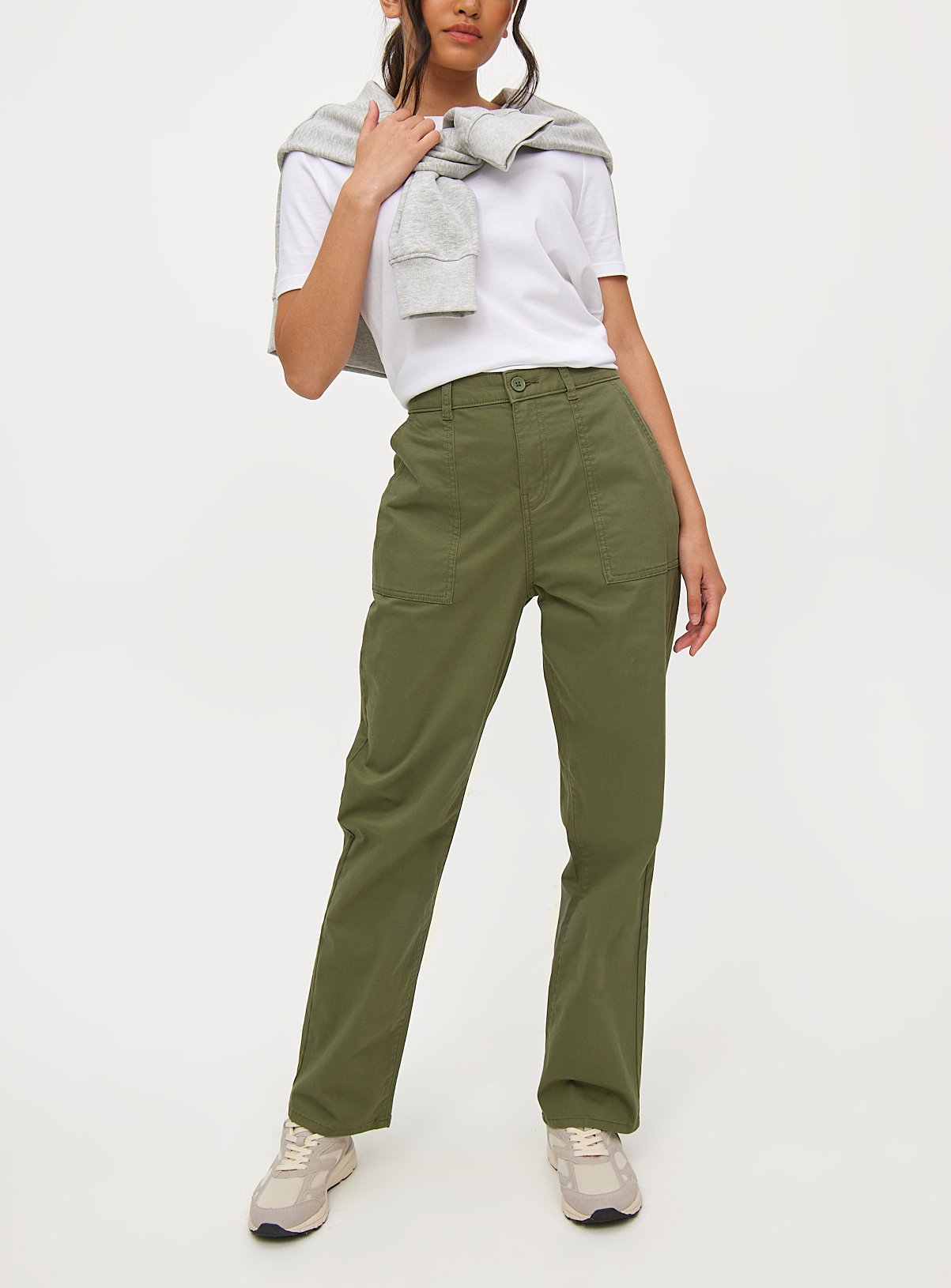 Tu Khaki Straight Leg Utility Trousers 16 female