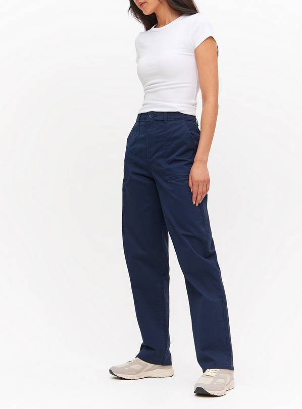 Navy Straight Leg Utility Trousers  16