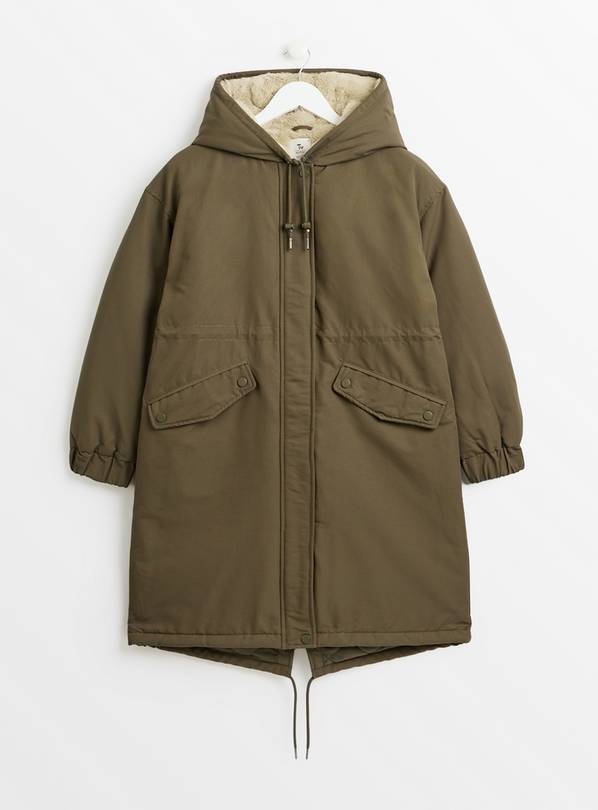 Buy PETITE Khaki Longline Hooded Parka Coat L Coats Tu