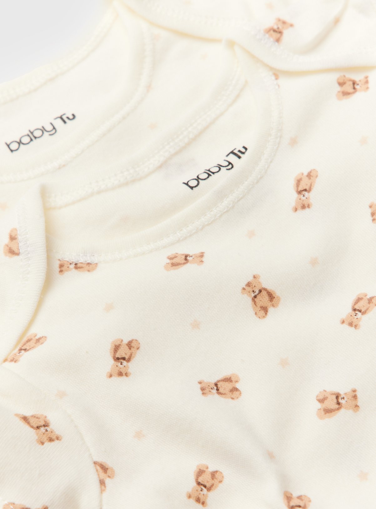 Cream Bear Print Short Sleeve Bodysuits 5 Pack 12-18 months - Image 2 thumbnail