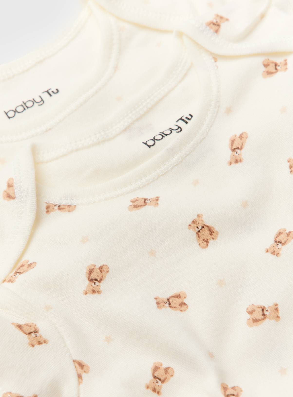 Cream Bear Print Short Sleeve Bodysuits 5 Pack 12-18 months - Image 2