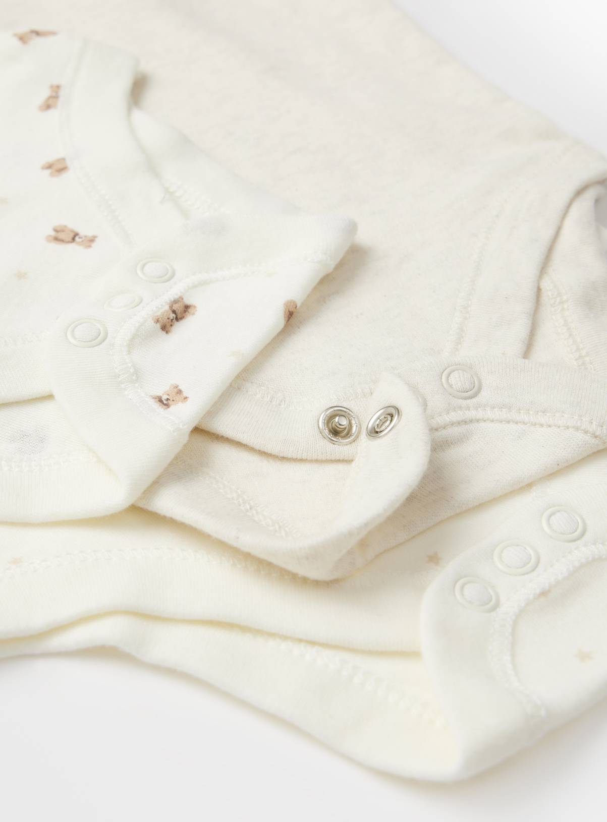 Cream Bear Print Short Sleeve Bodysuits 5 Pack 2-3 years - Image 2