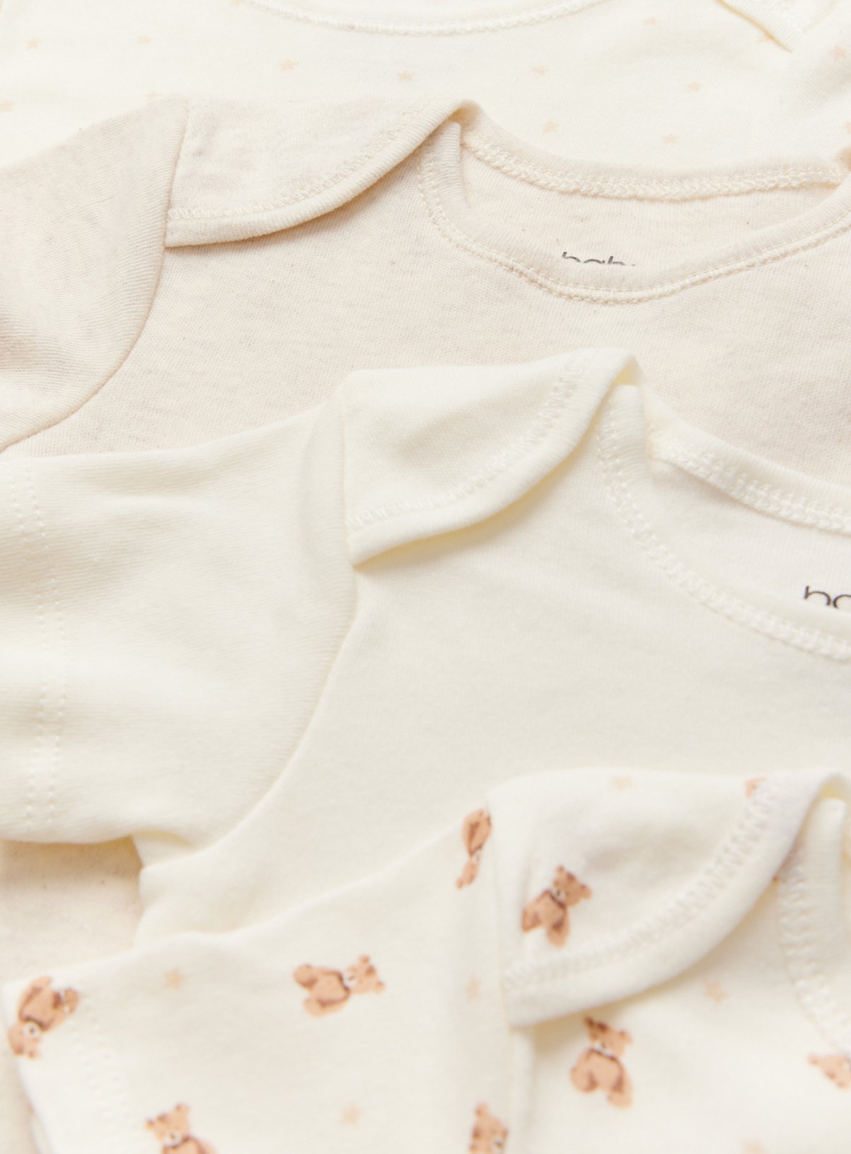 Cream Bear Print Short Sleeve Bodysuits 7 Pack Up to 3 mths - Image 2 thumbnail