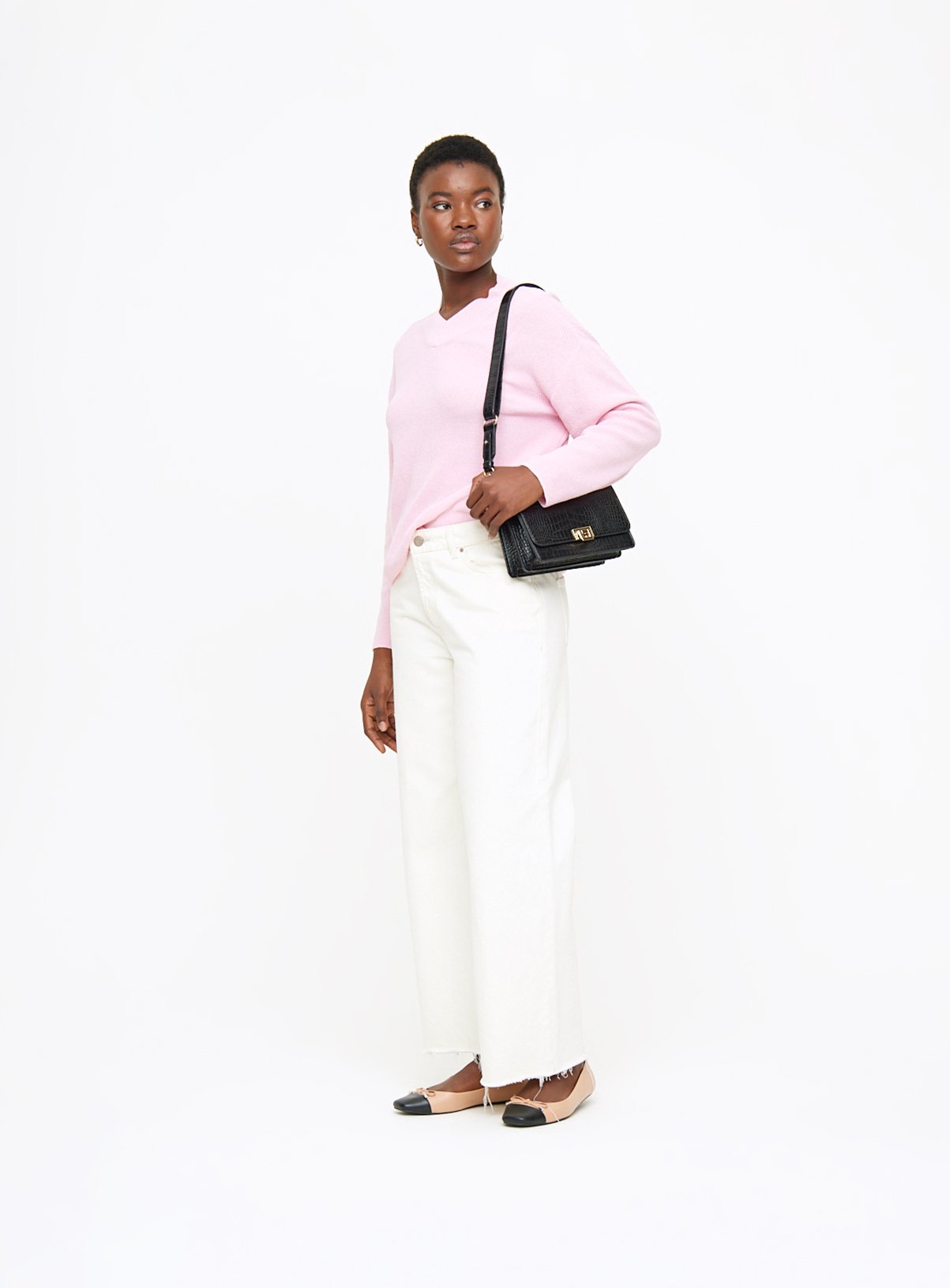 Pink High V Neck Jumper 10 - Image 2 thumbnail
