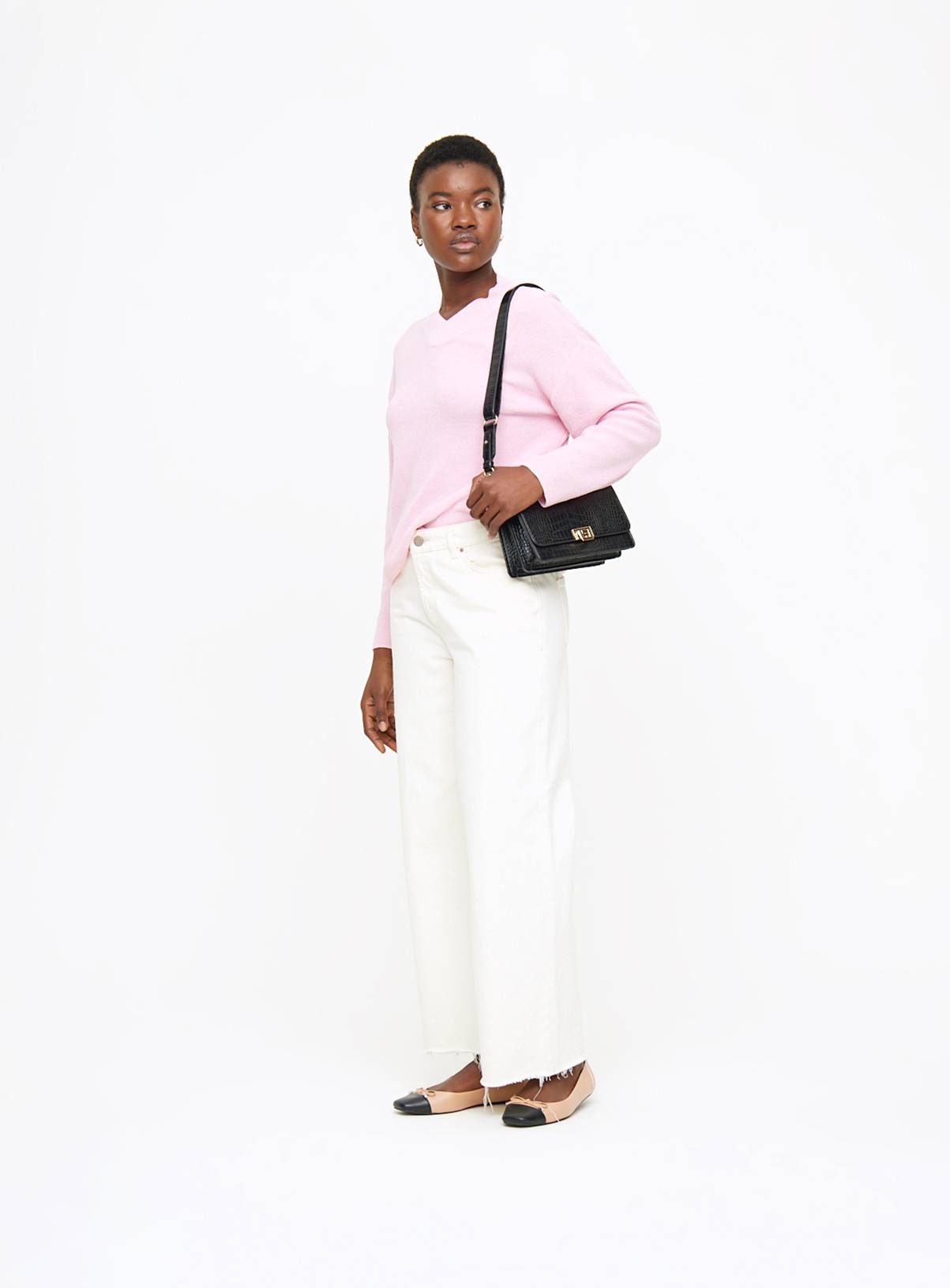 Pink High V Neck Jumper 10 - Image 2