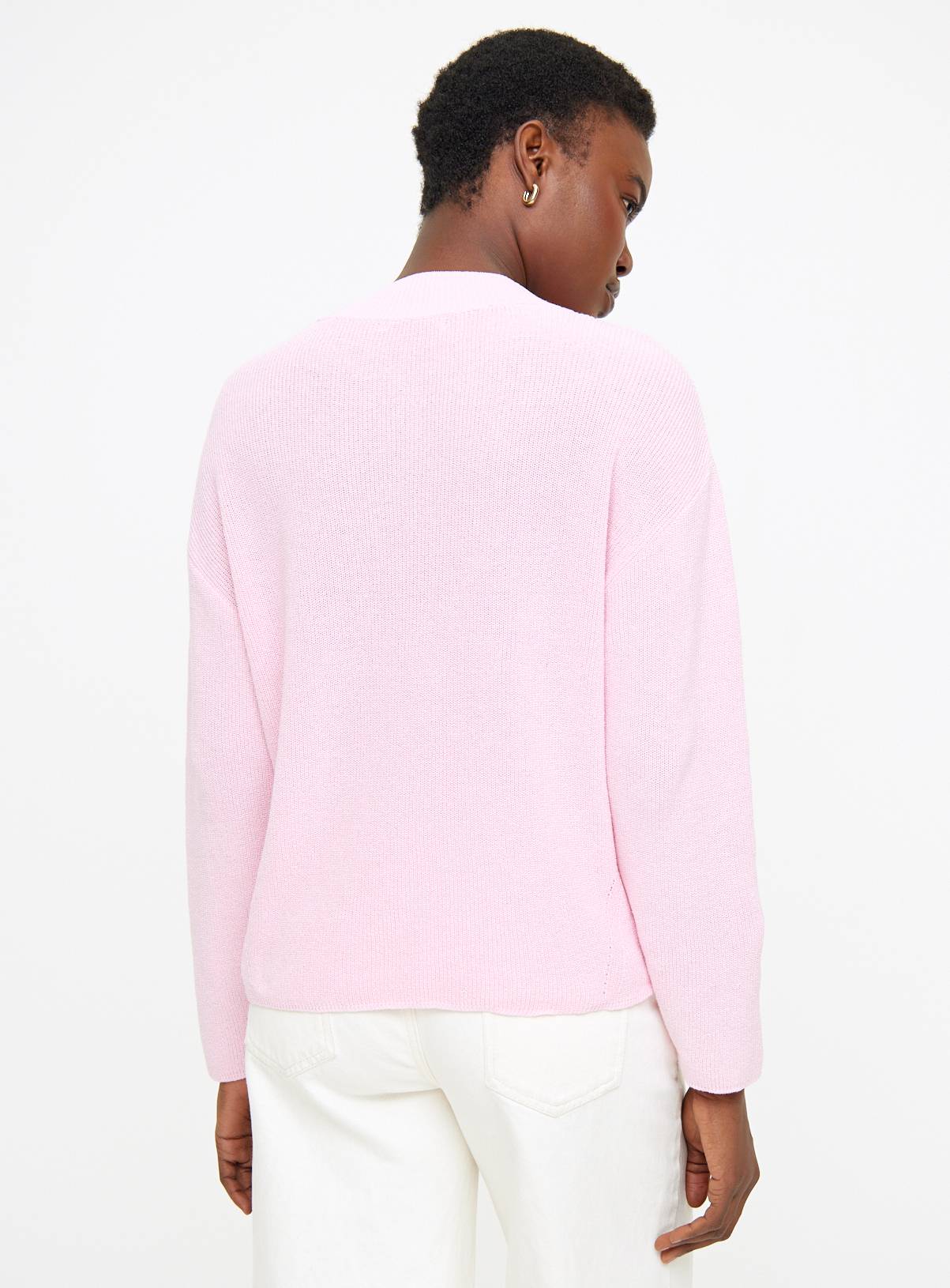Pink High V Neck Jumper 10 - Image 4