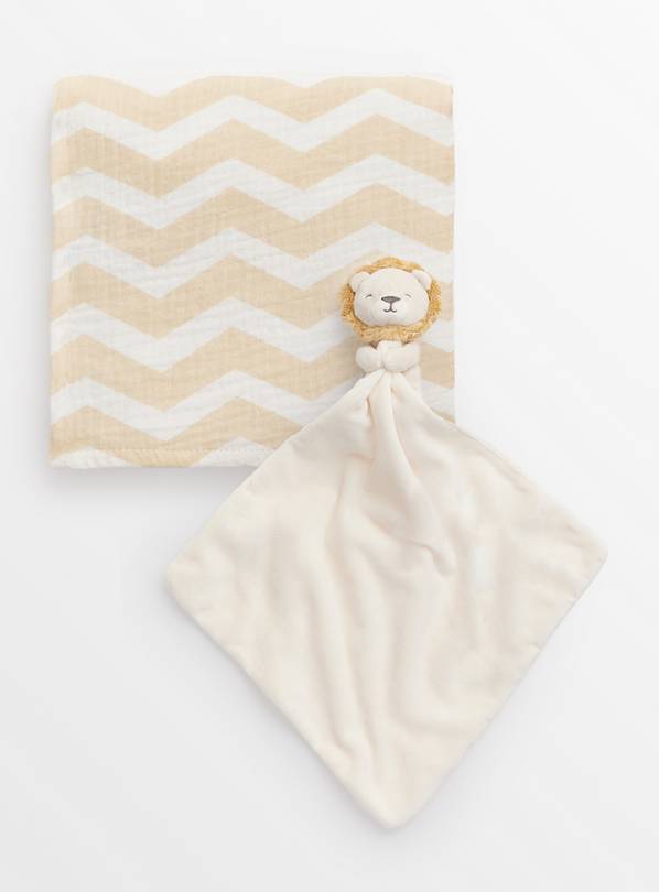 Lion Cream Comforter & Muslin Cloth Set One Size