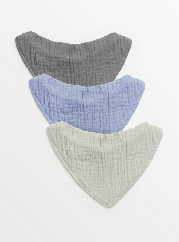 Plain Muslin Hanky Bibs 3 Pack One Size