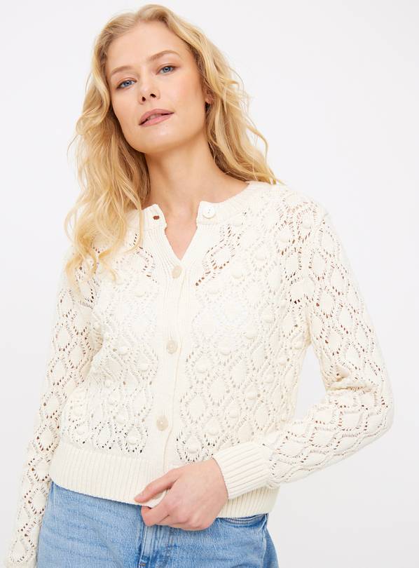 Cream Pointelle Bobble Cardigan 24