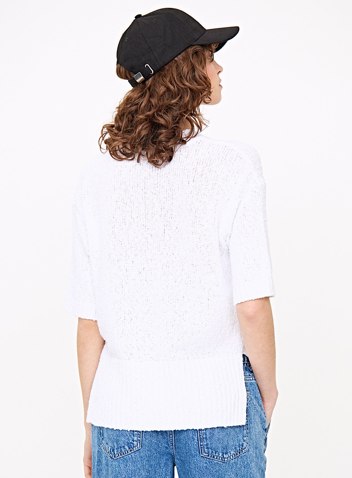 White Boucle Knitted Short Sleeve Jumper  10 - Image 4 thumbnail