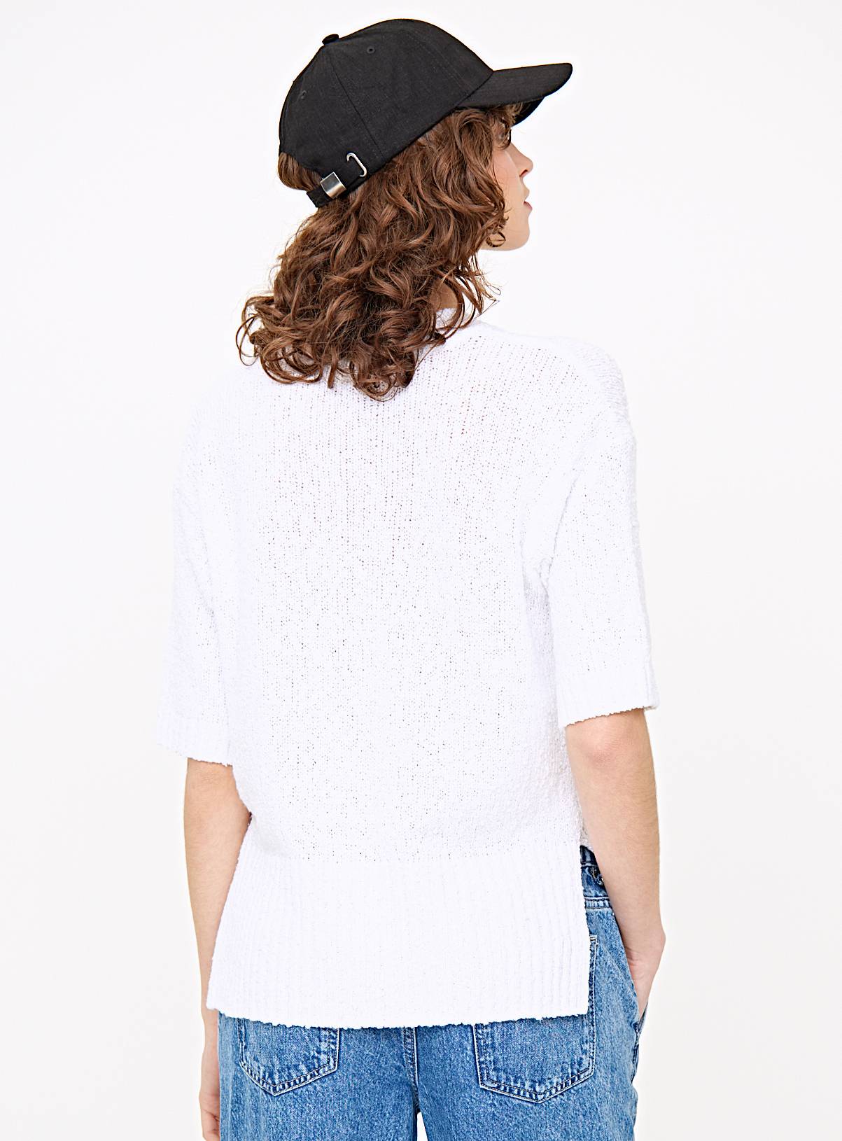 White Boucle Knitted Short Sleeve Jumper  10 - Image 4