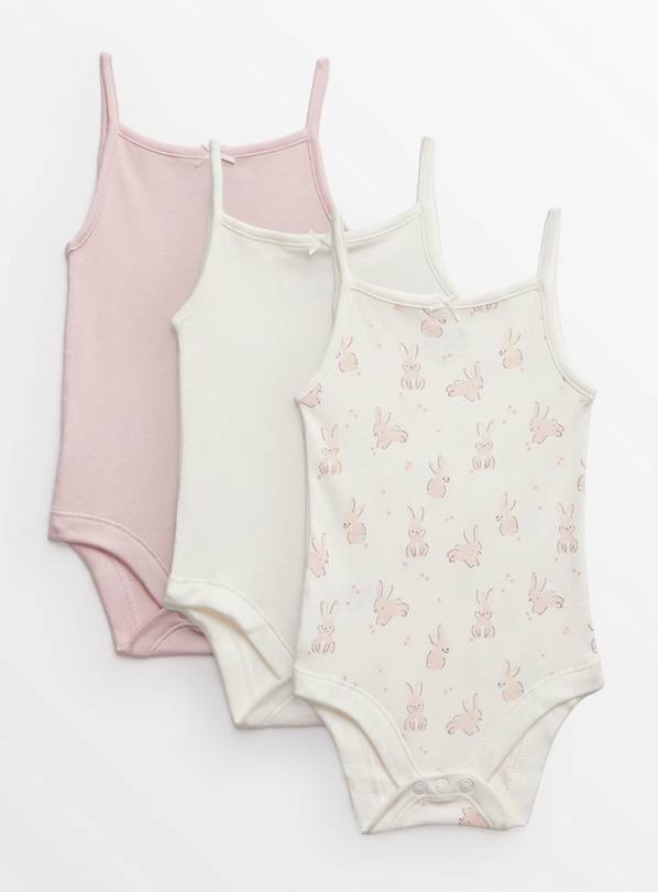 Pink Bunny Print Strappy Bodysuits 3 Pack  18-24 months