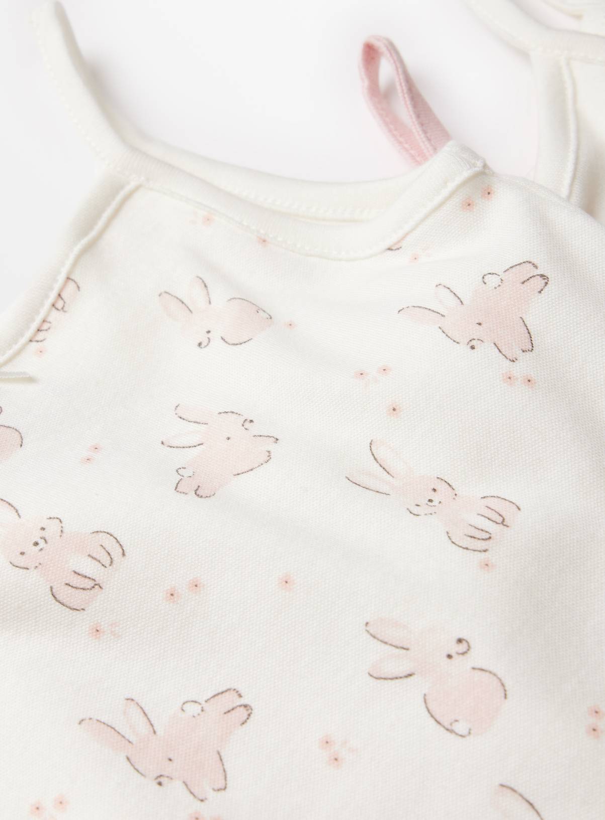 Pink Bunny Print Strappy Bodysuits 3 Pack  2-3 years - Image 2
